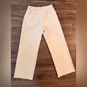 Women's Cream Elastic-Waist Straight Trousers
